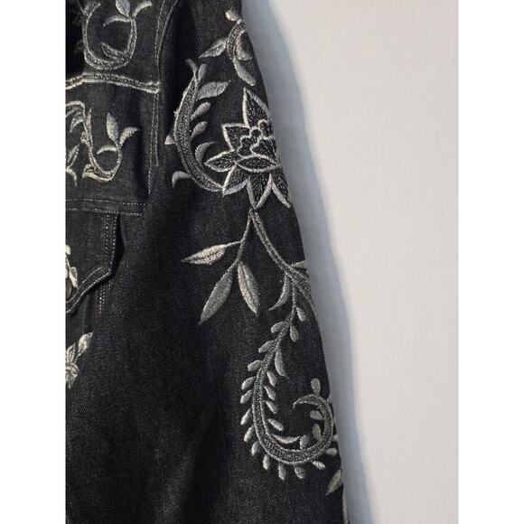 Roja Denim Western Embroidered Fringe Denim Tunic Top Shirt Button Front Medium - Picture 5 of 11